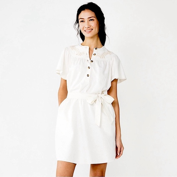 Sonoma White Button-Front Dress with Embroidered Detail: Eligible 3/$25! - Picture 1 of 9